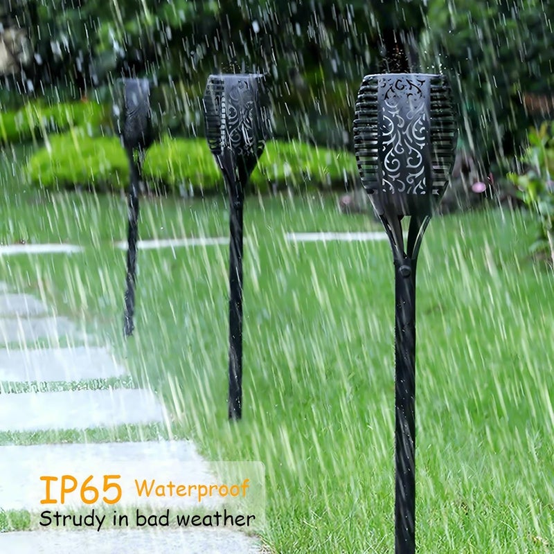 HAKSEIFA 4 Pack Outdoor Solar Flame Light,Solar Lights Outdoor for Garden Decorations with Flickering Flame,IP65 Waterproof Solar Powered Yard Lights Torch Light for Lawn Patio Pathway (Purple) - Image 3